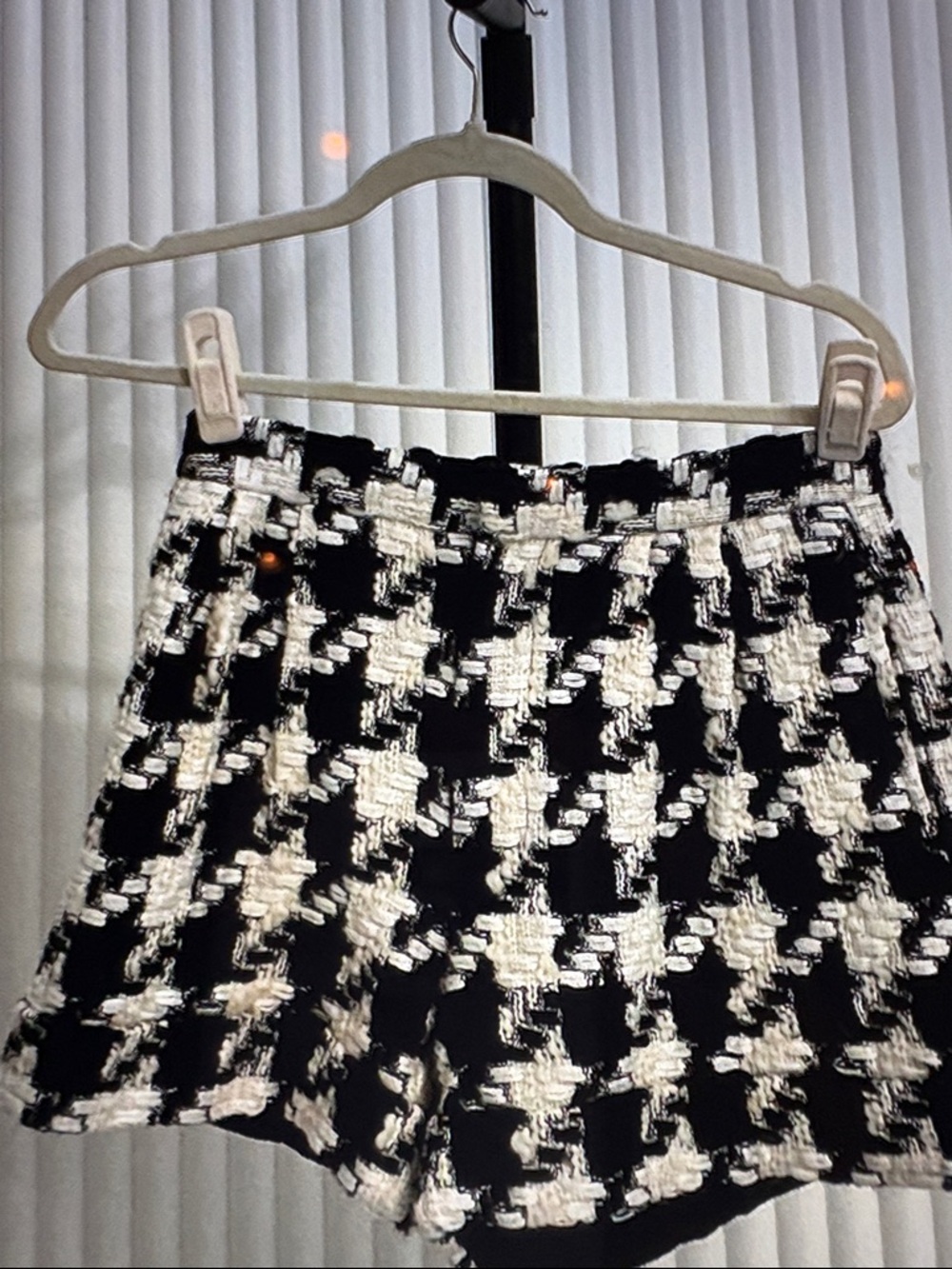 Alice + Olivia Black and White Tweed Detail Shorts